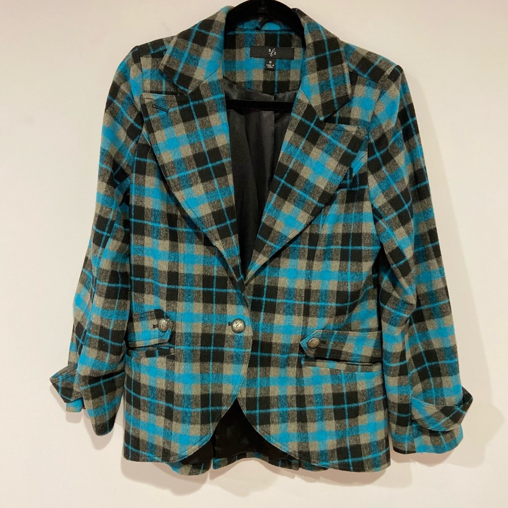 Rachel Zoe Wool Blend Plaid Check Jacket